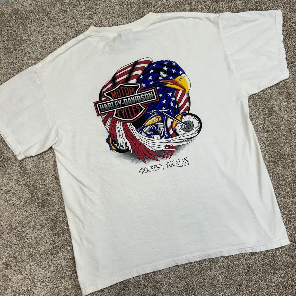 Harley Davidson Progreso Yucatan Mexico Shirt Men Size Large Eagle Motorcycle